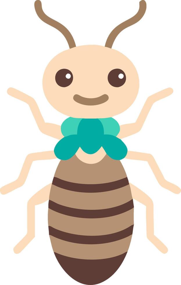 Cute Cartoon Insect Illustration with Striped Body Cheerful Expression and Antennae vector