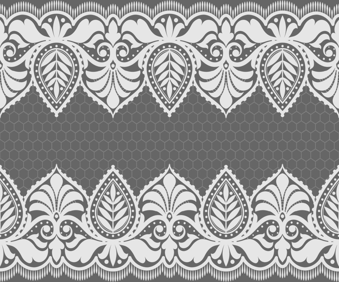 Lace pattern Neckline design. floral lace pattern embroidery Ethnic embroidery design vector
