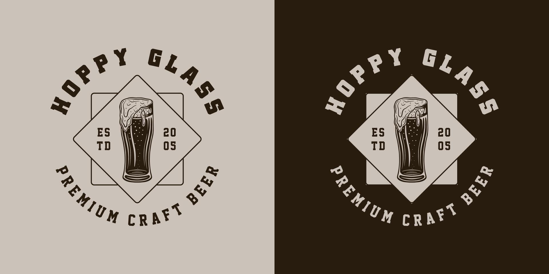 Two logos for happy glass beer vector