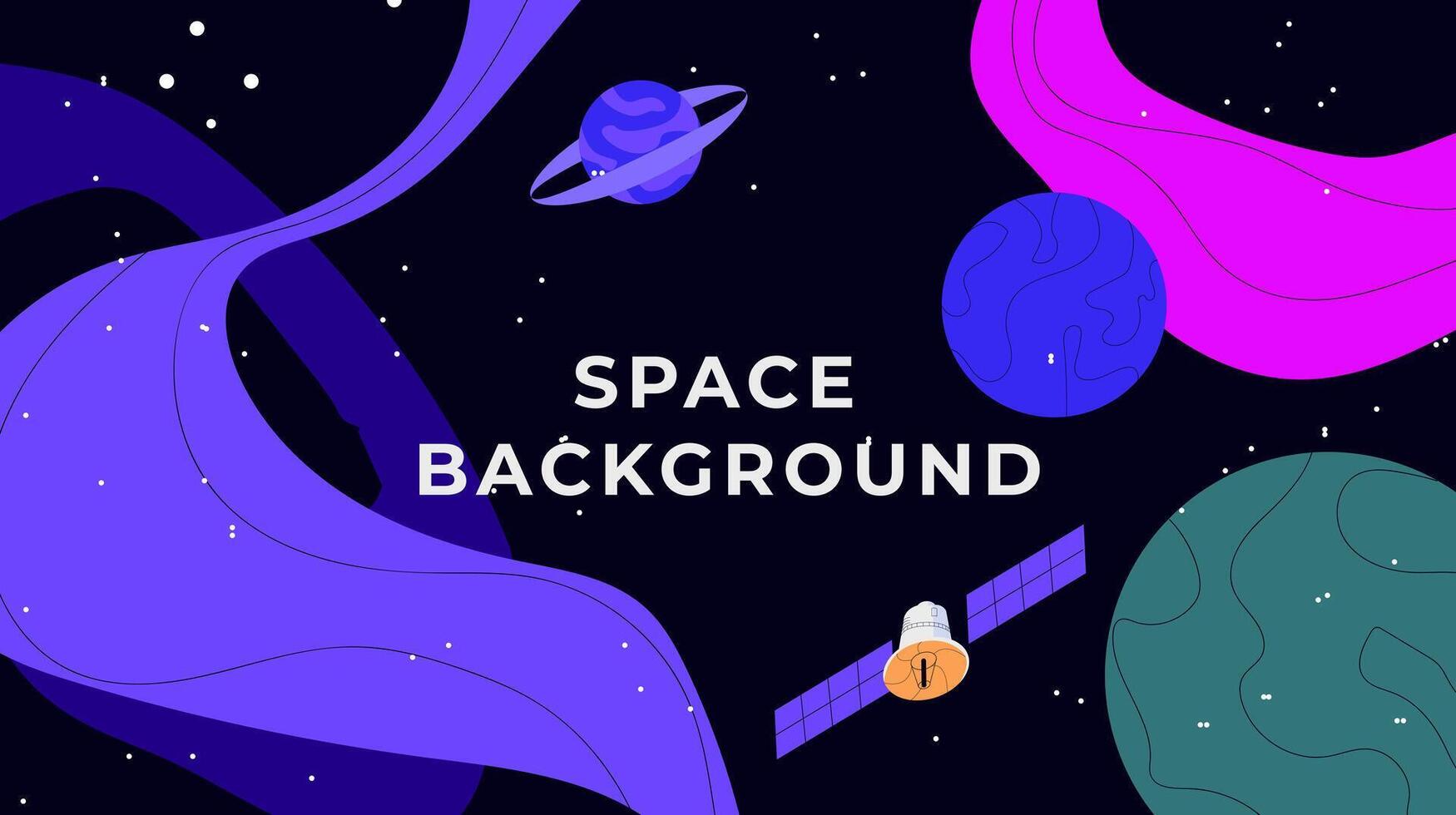 Flat outer space illustration. Colorful starry cosmos. Dark universe with twinkle constellation. Cosmos background for kids. Futuristic fantasy view vector