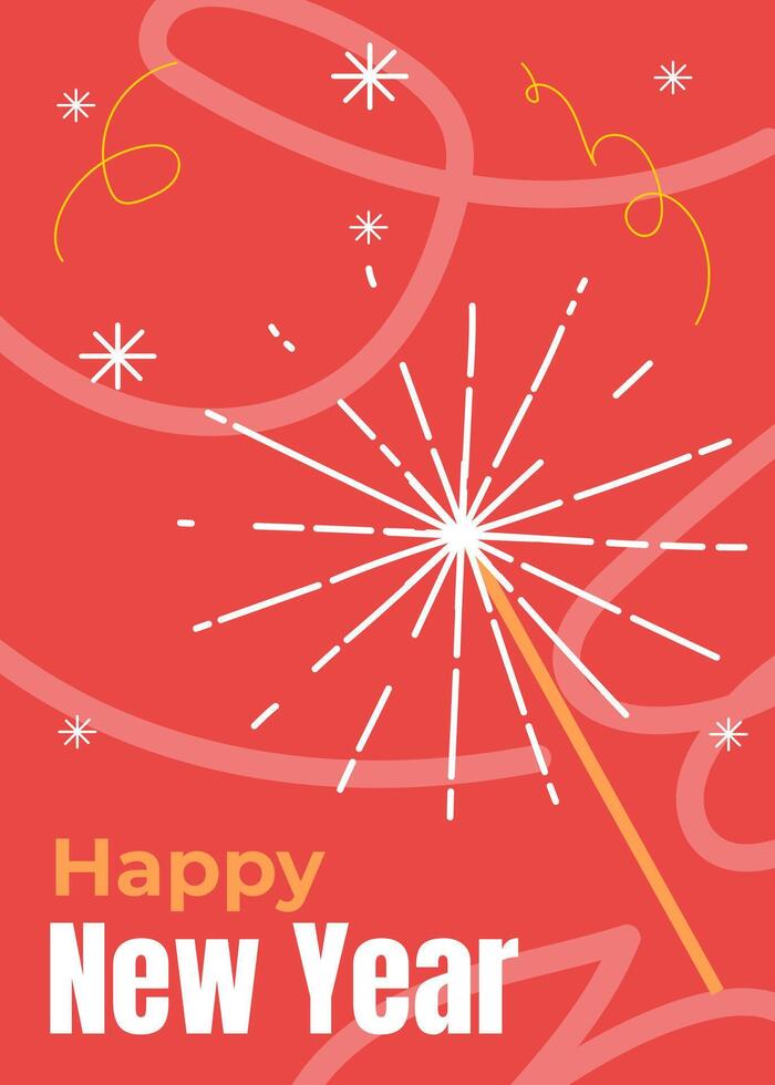 New Year Christmas greeting cards with sparklers. Winter holiday design for greeting card, invitation discount voucher, advertising vector