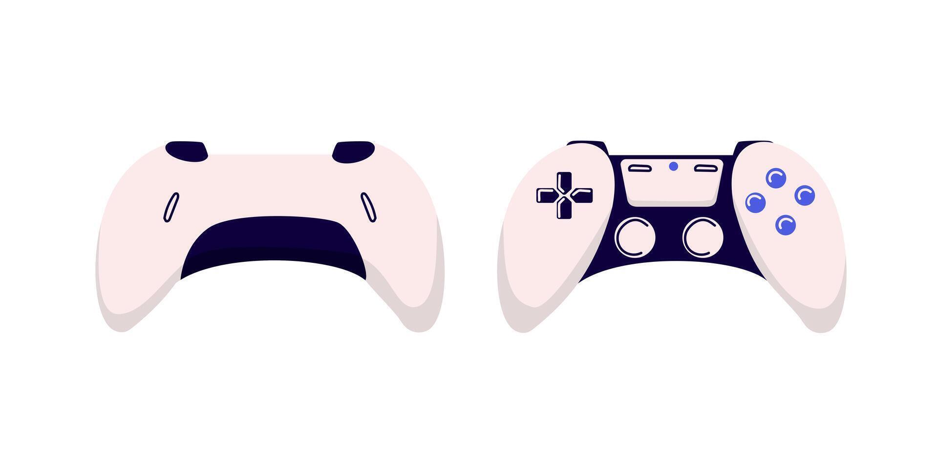 Gamepad, Game Controller or Joystick isolated on white background. front and back view. Flat Design. vector