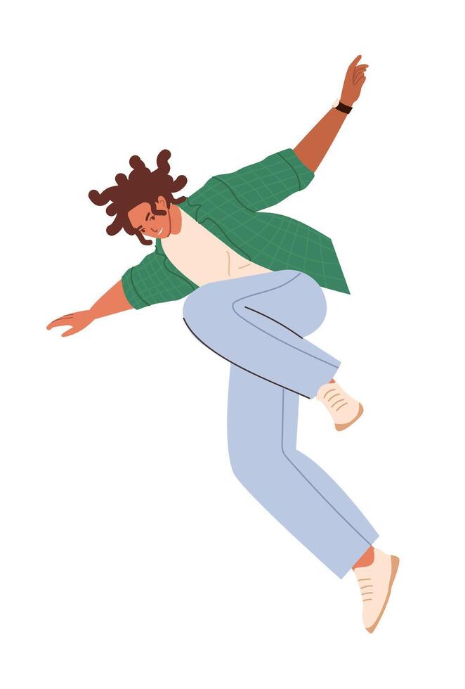 Flying, floating, falling or levitating man. Movement in air, inspiration and freedom concept. Cartoon flat illustration isolated on white background vector