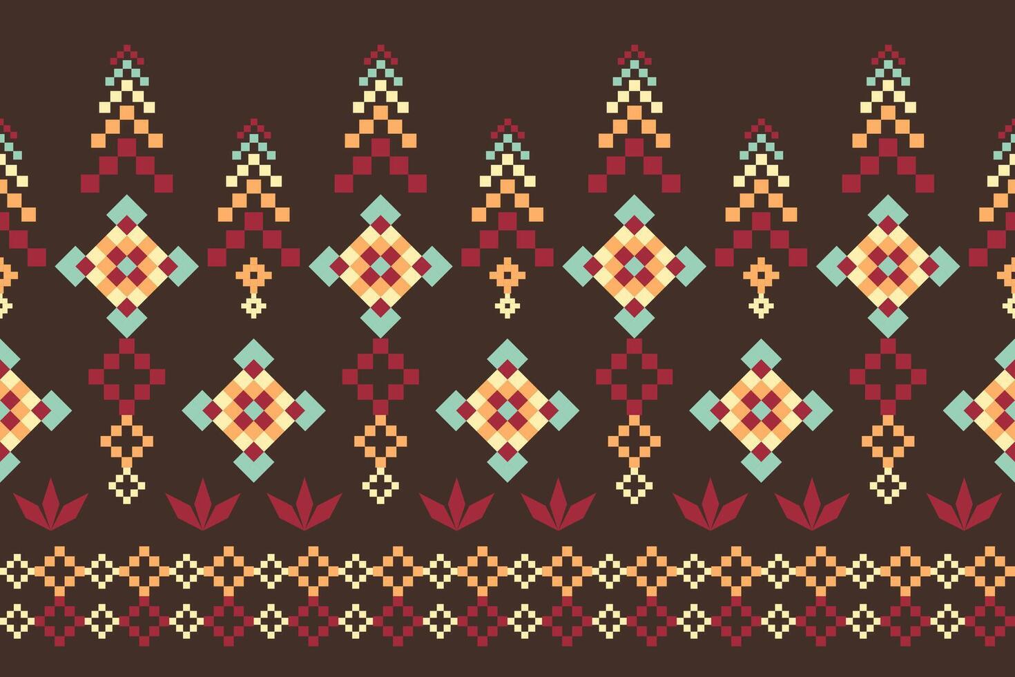 Geometric and cross stitch traditional ethnic vector