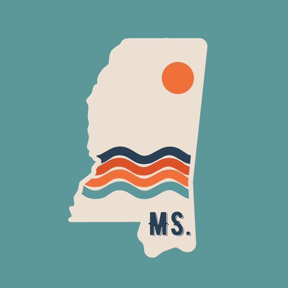 Mississippi River Line with Retro Color vector