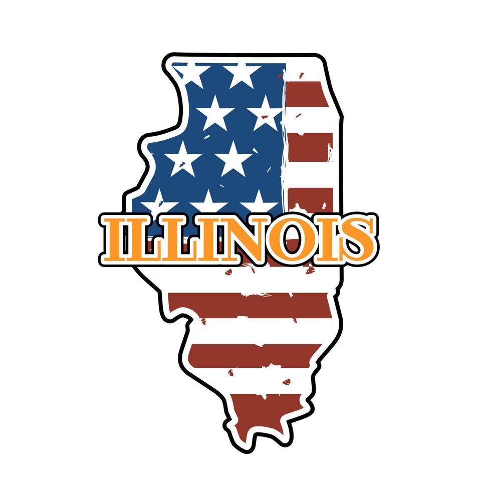 Illinois Map with USA Flag Design vector