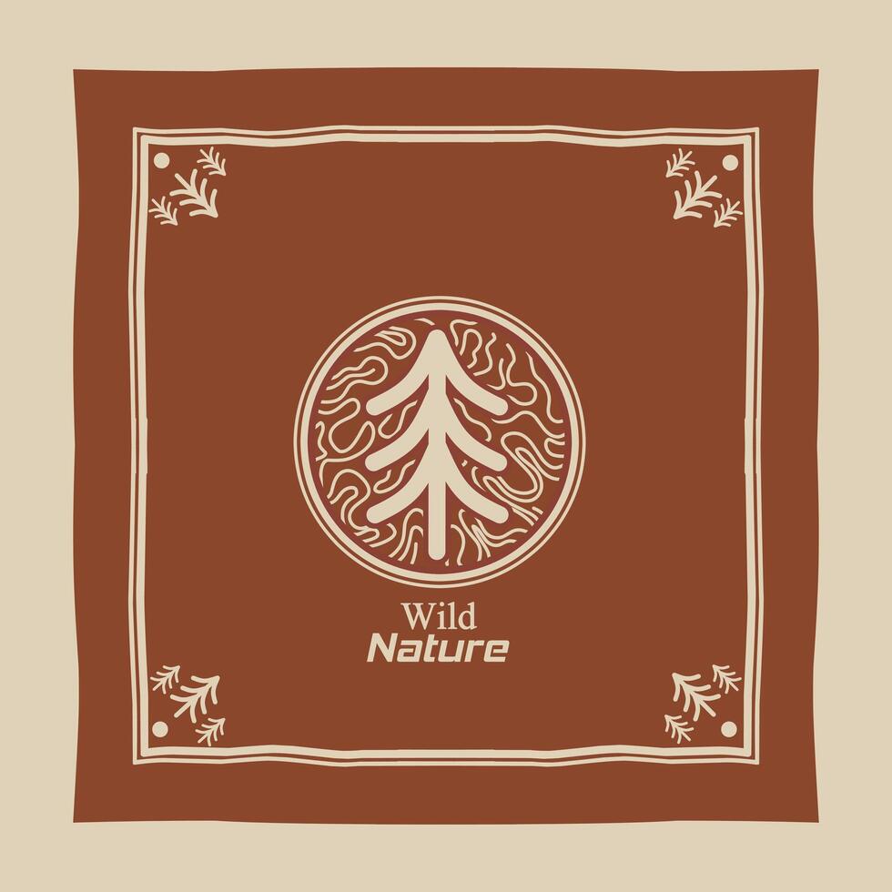 Wild Nature Rustic Tree Design Bandana vector