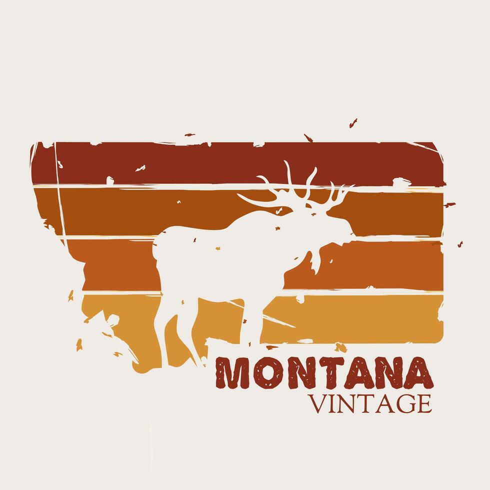 Montana Vintage Moose Silhouette Design vector