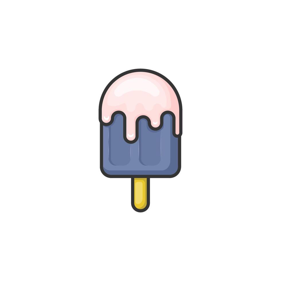 Cartoon Ice Cream Icon with Melting Details on White Background vector