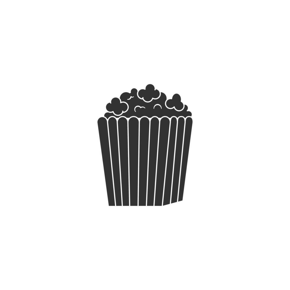 Silhouette Styled Illustration of a Popcorn Box Isolated on a White Background vector