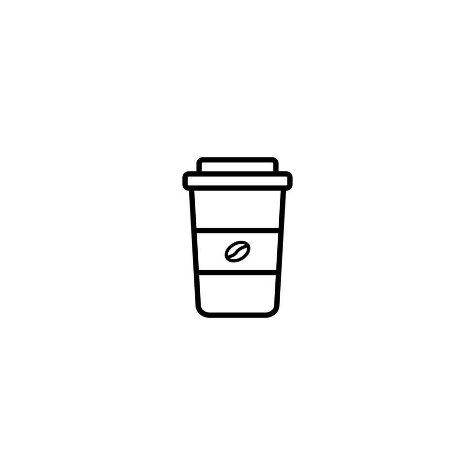 Outline Coffee Cup With Green Sleeve on White Background vector
