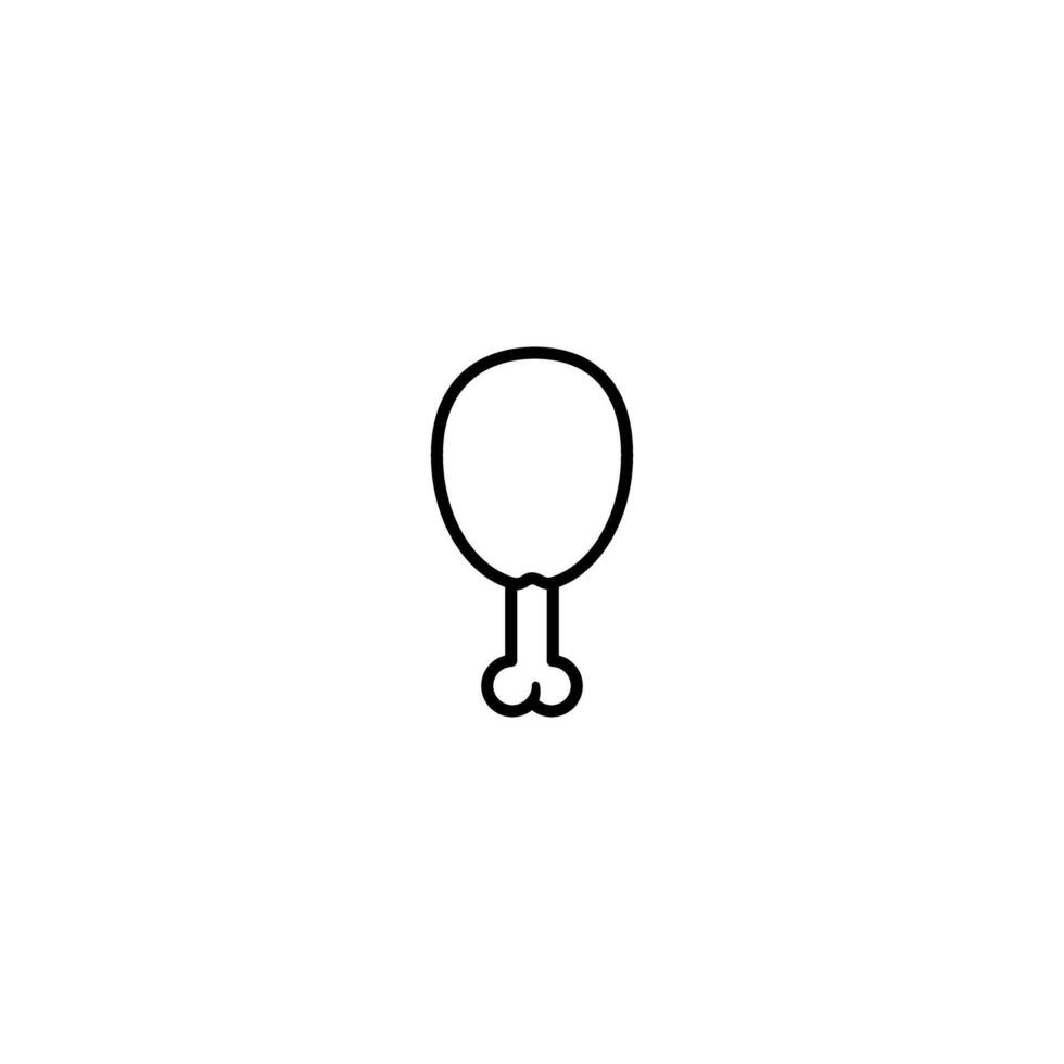 Outline Illustration of a Single Chicken Leg Drumstick Isolated on White vector