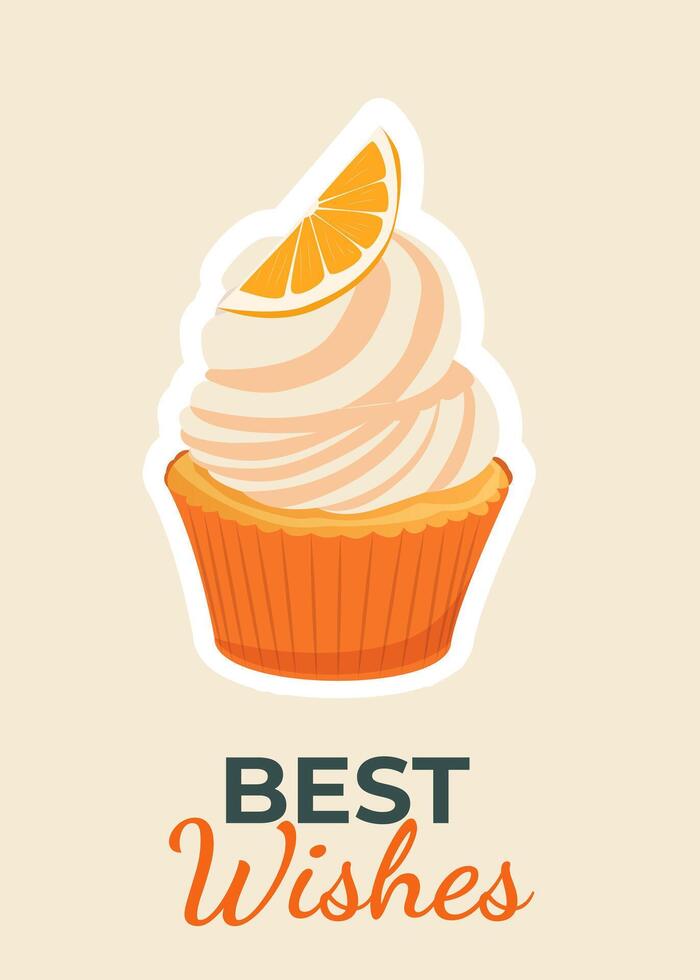 Set of Christmas New Year stickers with sweet cupcakes. Winter holiday design for greeting card, invitation, cover, calendar, social media posts, menu. vector