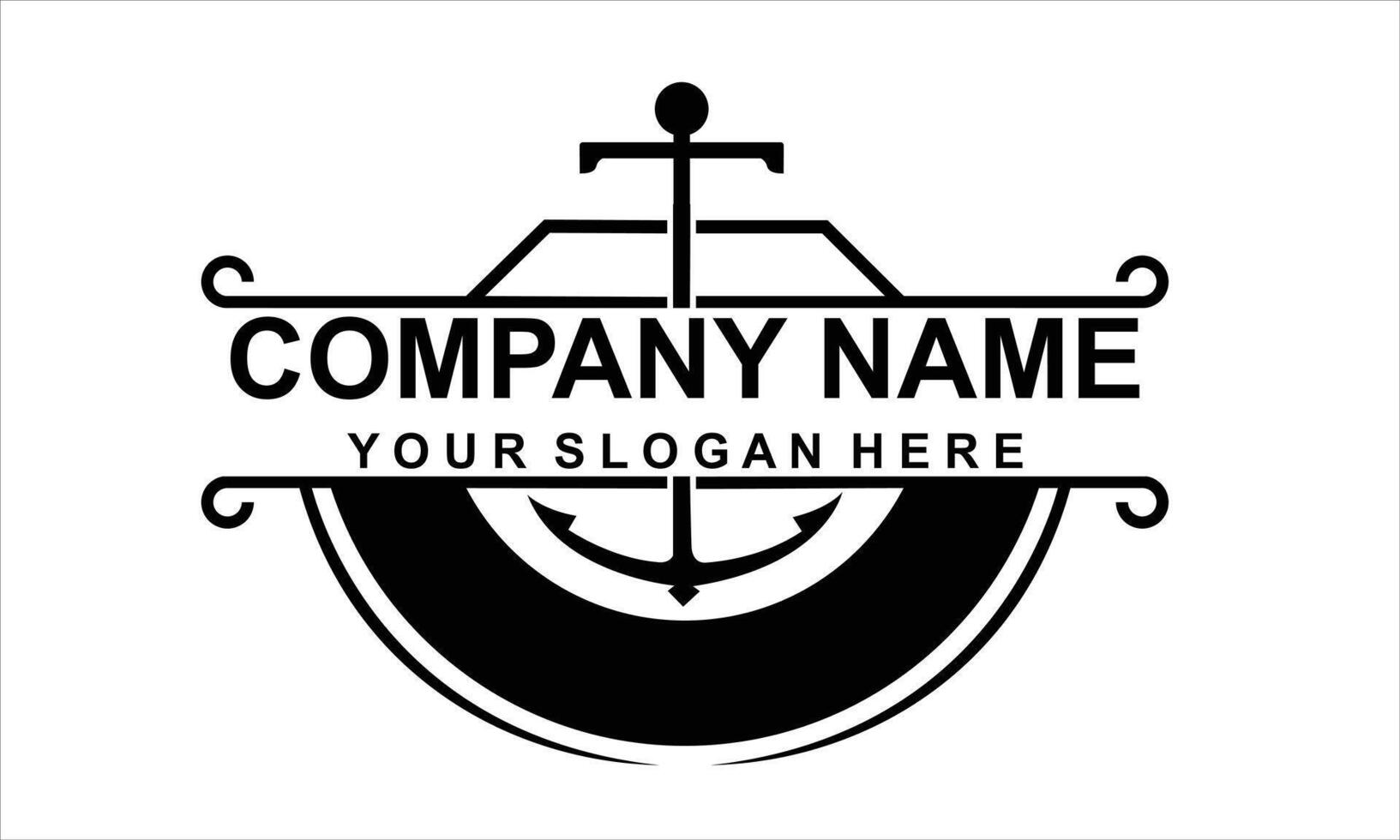 simple black anchor emblem logo vector
