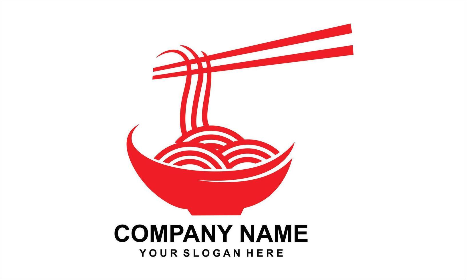 simple red noodle bowl logo vector