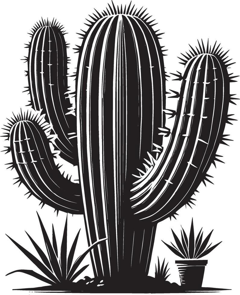 Distinctive large cactus shadow on a blank white surface vector