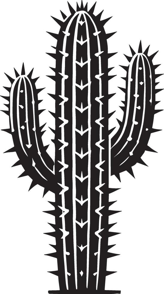 Striking large cactus shadow artwork on a pristine white canvas vector