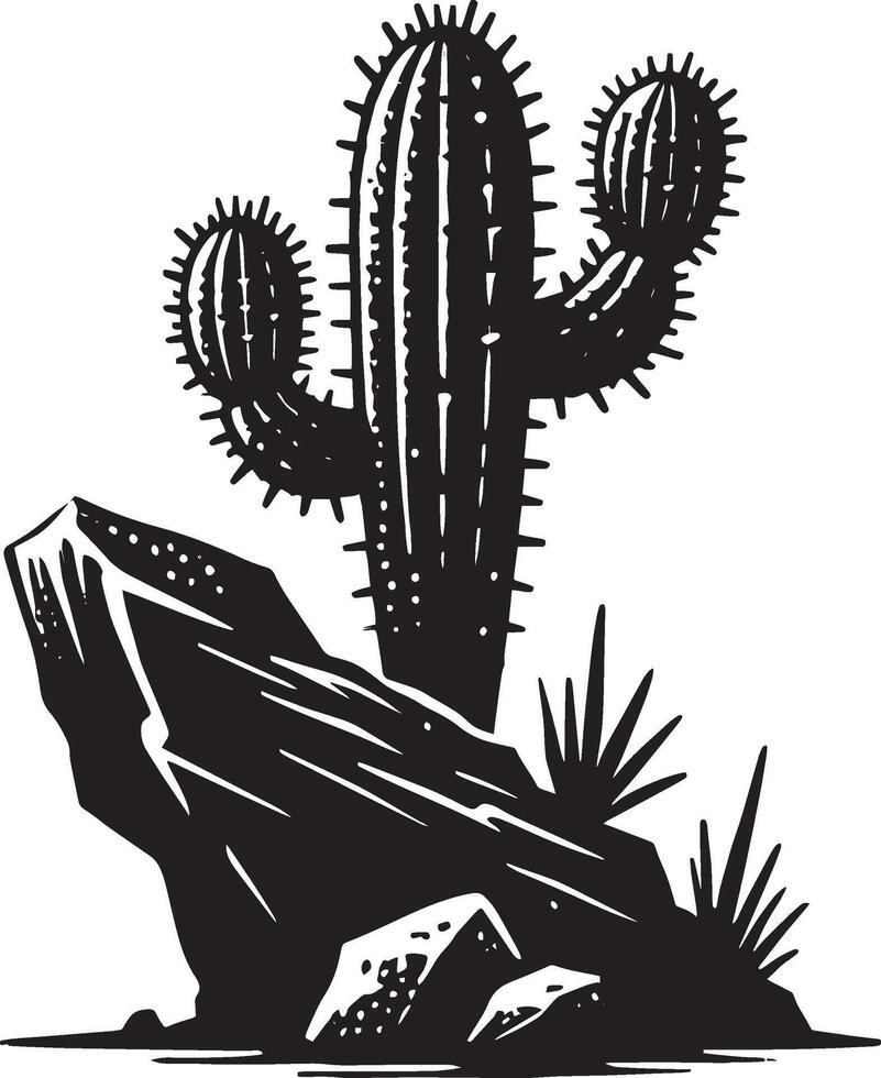 Unique big cactus shape illustration on a white canvas vector