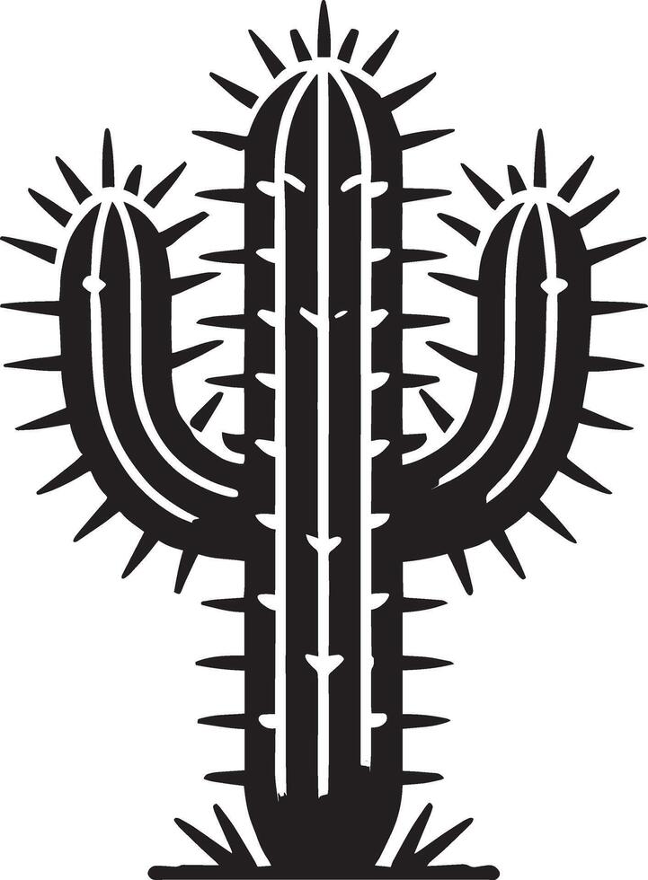 Graceful big cactus silhouette isolated on plain white vector