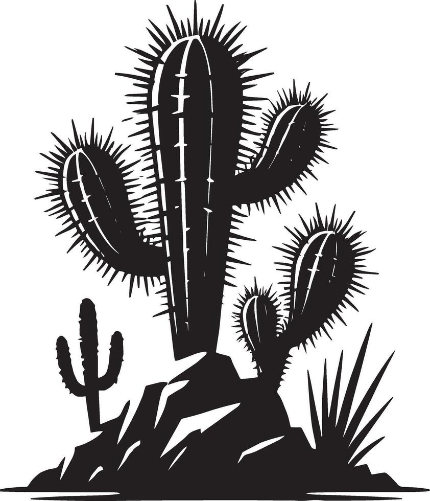 Artistic big cactus shadow illustration on a white canvas vector