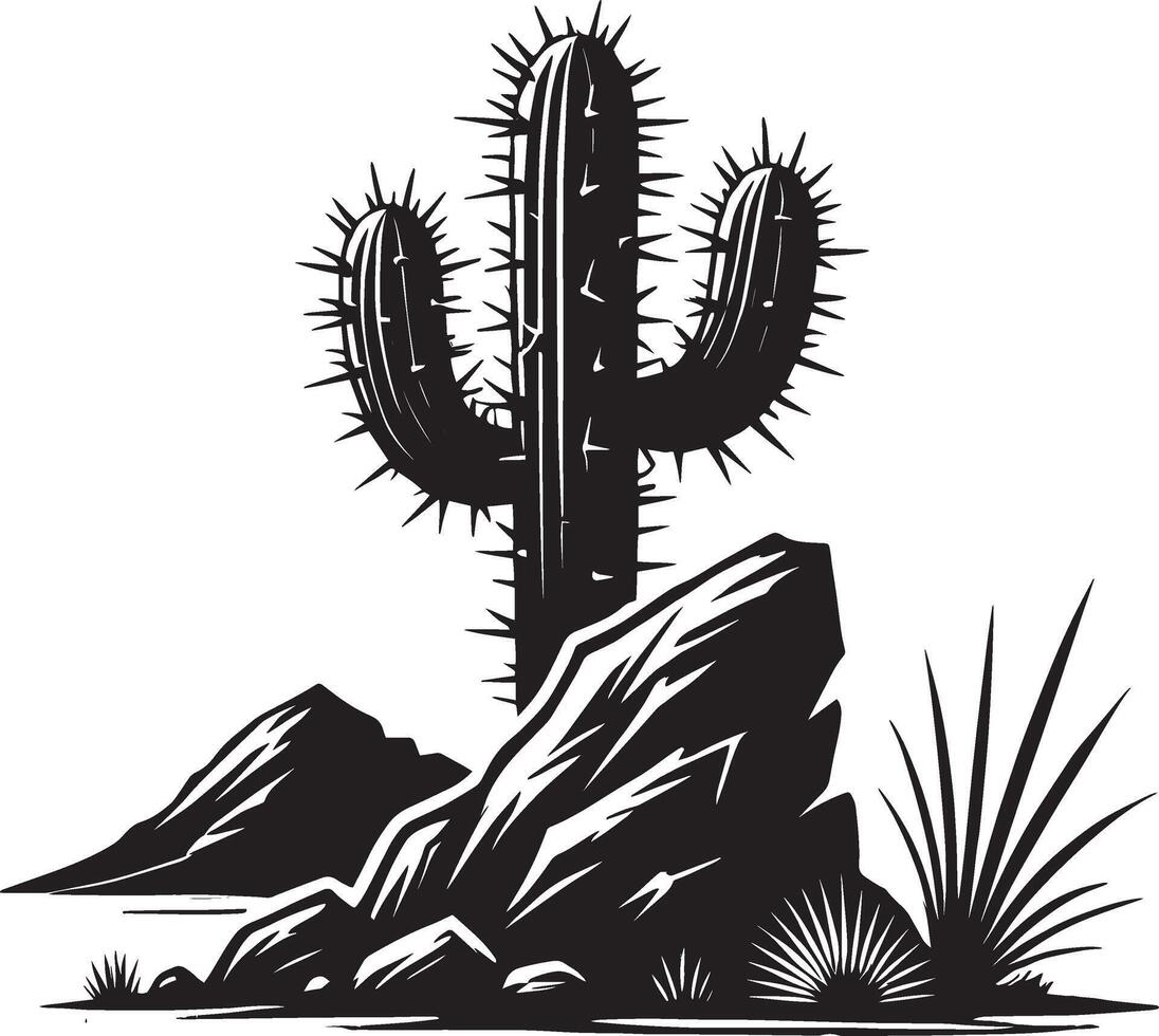 Majestic cactus shadow design on a plain white surface vector