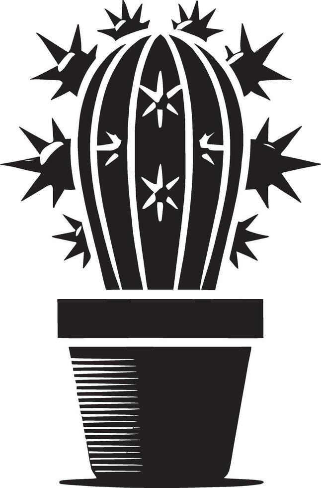 Bold desert cactus shadow illustration on a blank white surface vector