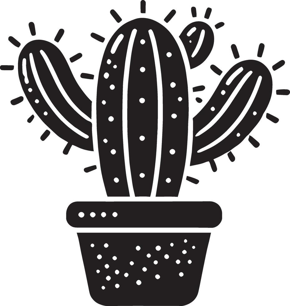 Sophisticated cactus silhouette illustration on a white canvas vector
