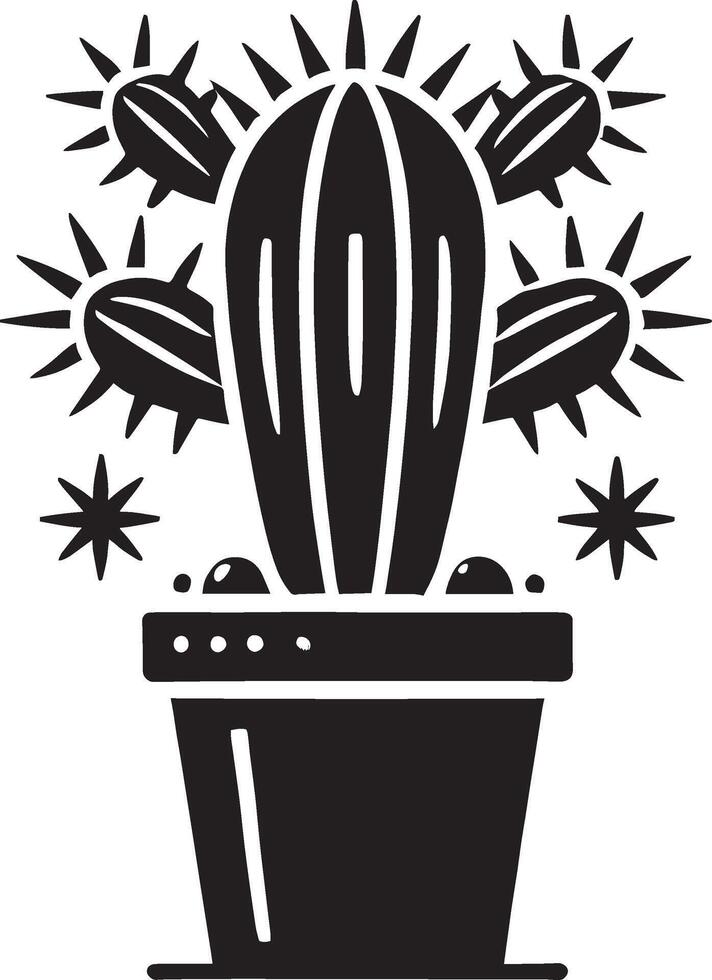Graceful desert cactus shadow design on pure white background vector