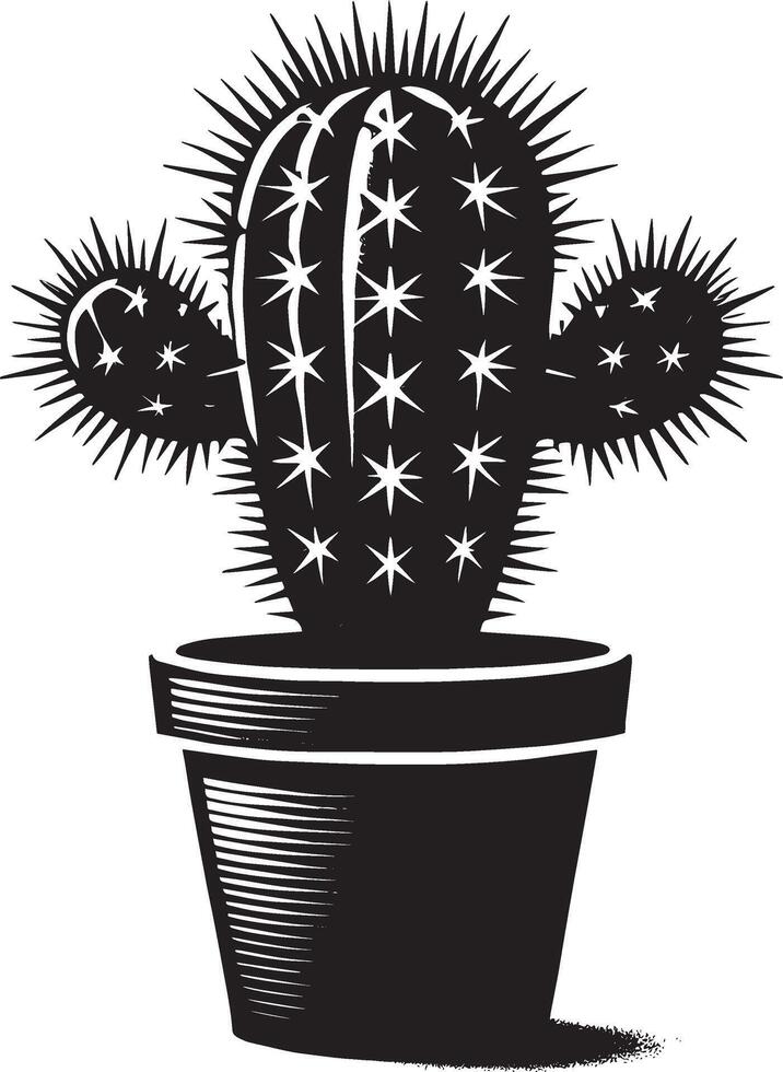 Textured cactus shape design on a pristine white canvas vector