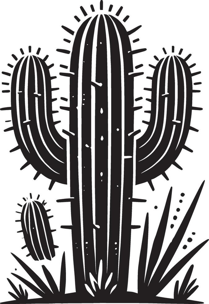 Inspired big cactus shadow artwork on white background vector