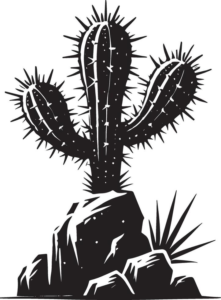 Timeless cactus shadow illustration on clean white background vector