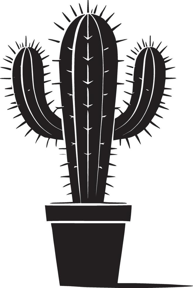 Artistic desert cactus silhouette design on a pristine white surface vector