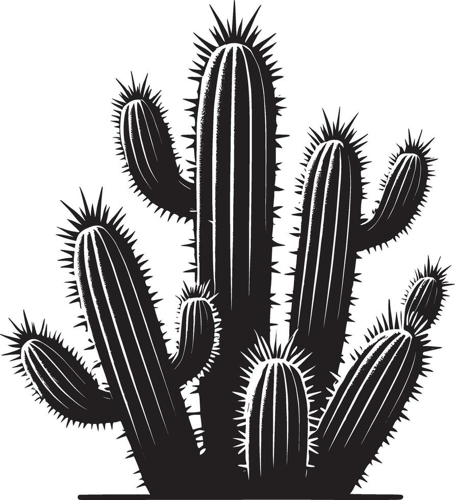 Bold and classic big cactus shadow on a white canvas vector