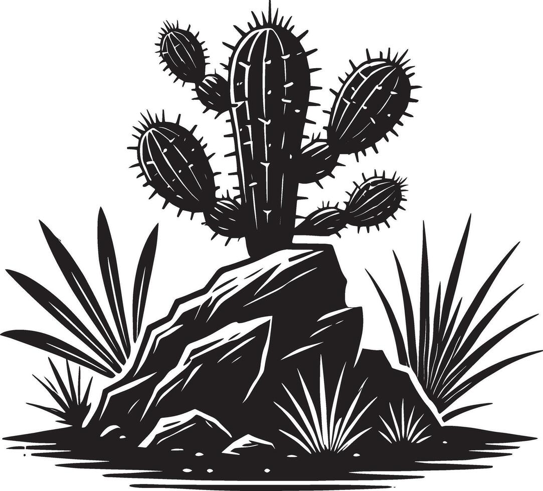 Unique cactus shape illustration on a white canvas vector