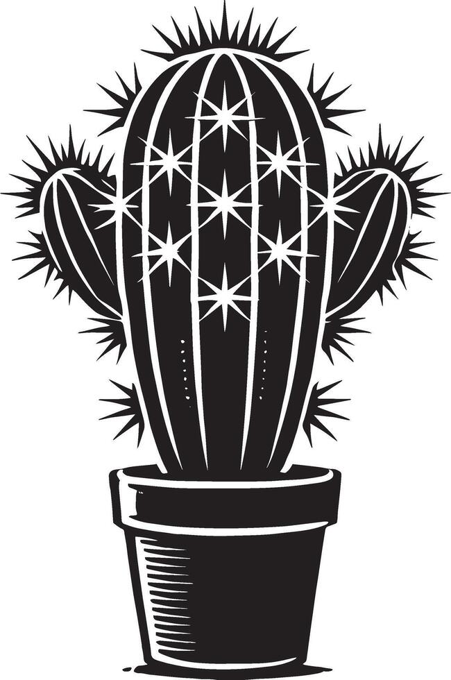 Subtle desert cactus silhouette design on clean white surface vector
