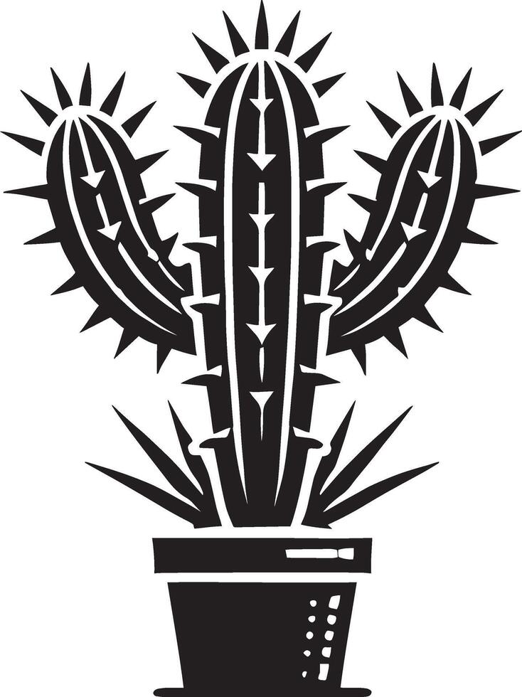 Graceful cactus silhouette isolated on plain white vector