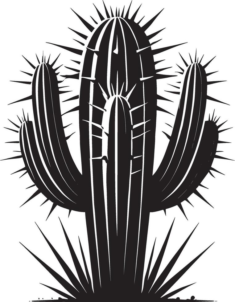Timeless big cactus shadow illustration on clean white background vector