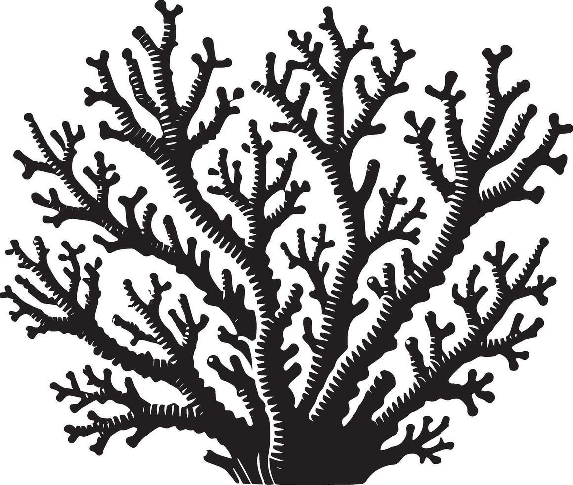 Creative underwater coral reef silhouette design against white vector