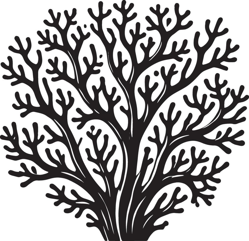 Unique coral reef structure silhouette on plain white vector
