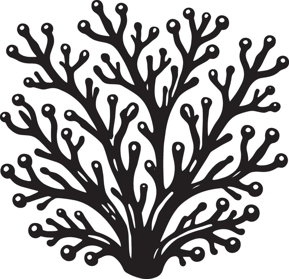 Flowing sea coral shadow artwork isolated on white vector