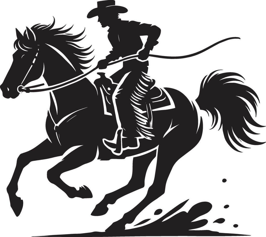 Harmonious cowboy silhouette artwork on white cowboy symbol vector