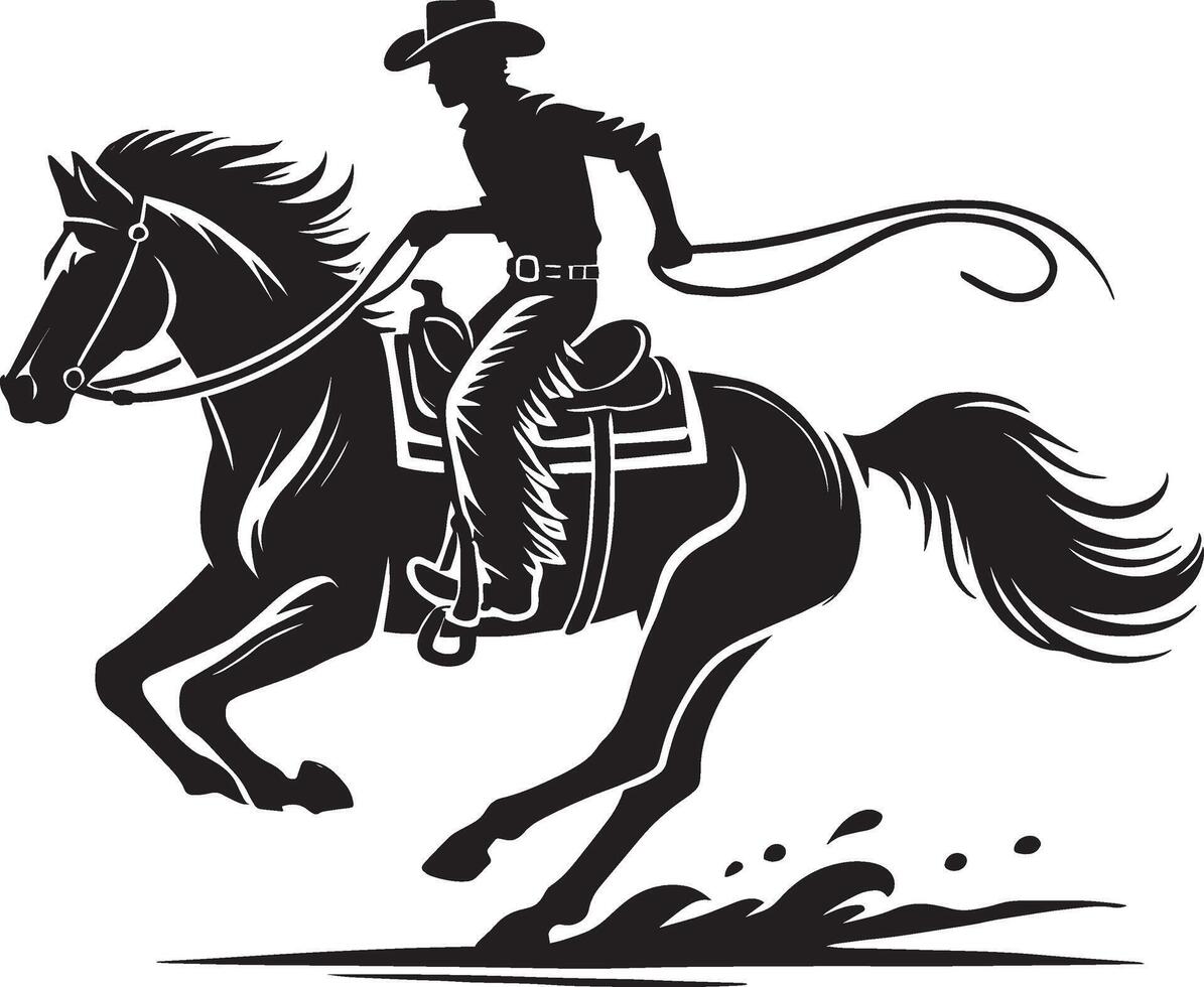 Captivating cowboy figure shadow on a clean white backdrop vector