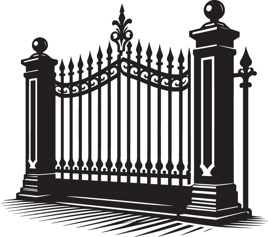 Unique garden fence silhouette illustration on clean white vector