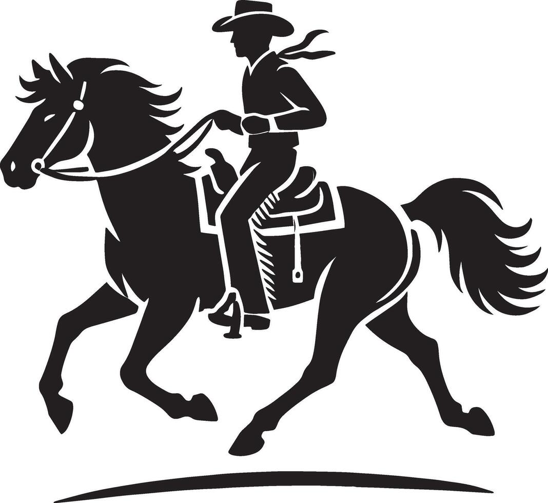 Bold western cowboy figure shadow illustration against white vector