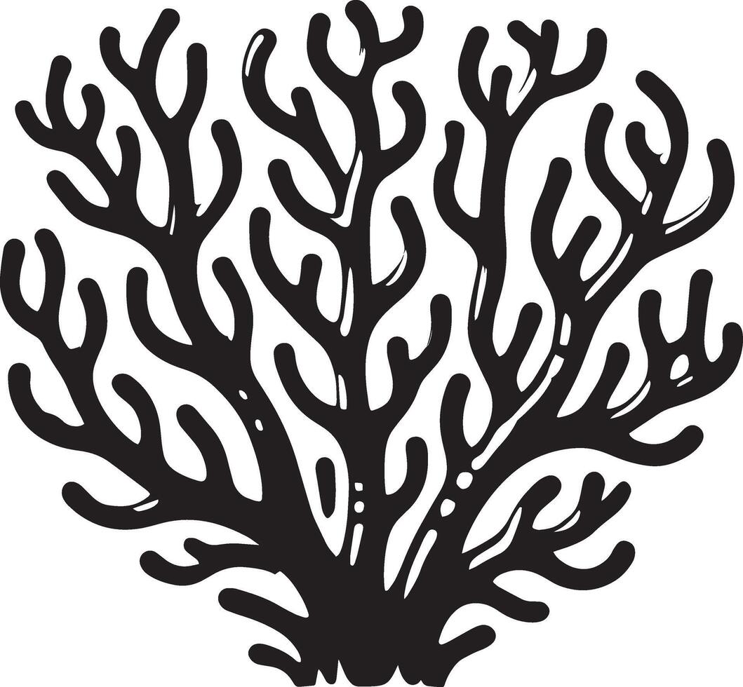 Simple coral reef silhouette illustration on white background vector