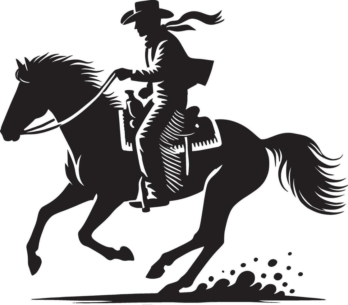 Beautiful western cowboy silhouette artwork isolated on white vector