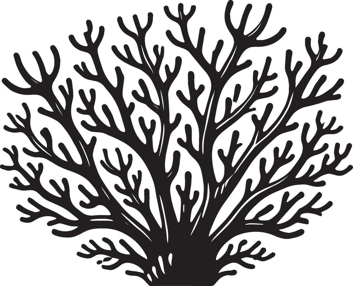Vibrant coral reef silhouette against a blank white backdrop vector