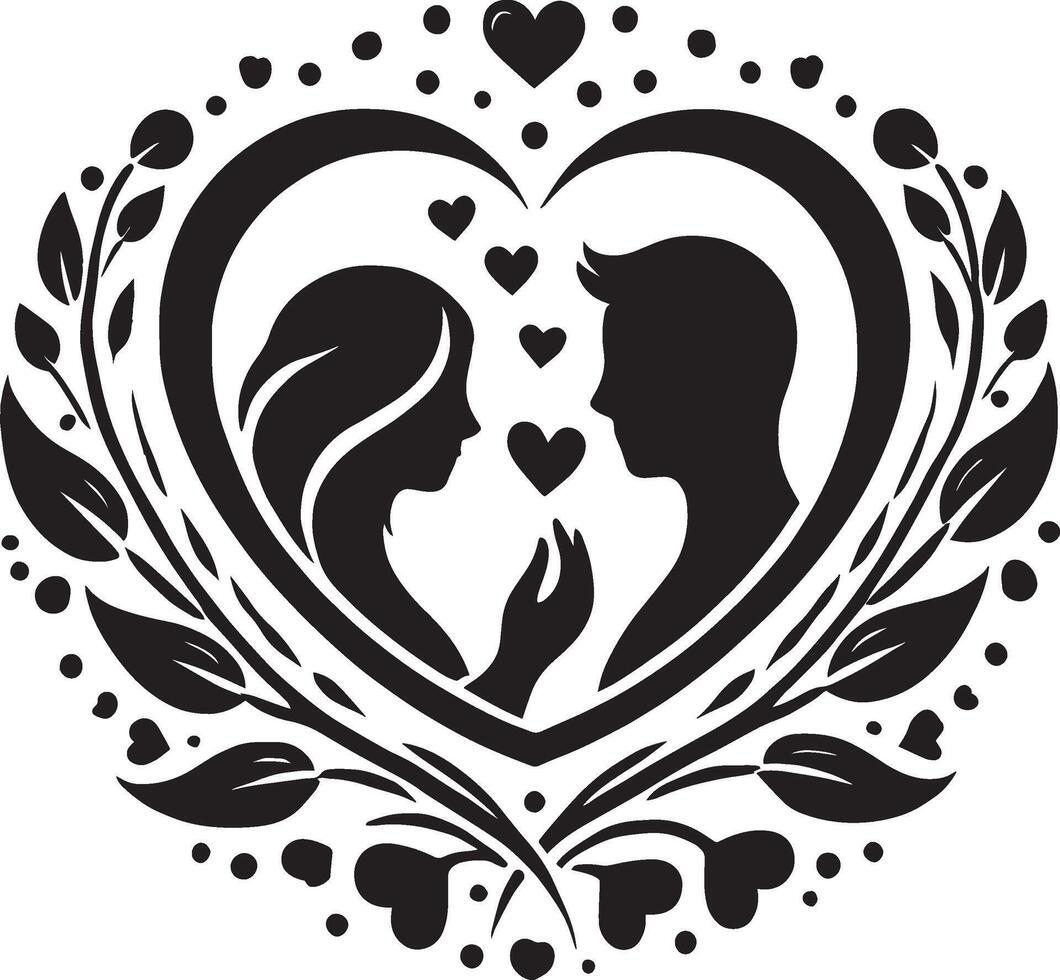 Romantic couple in an iconic love pose silhouette on white vector