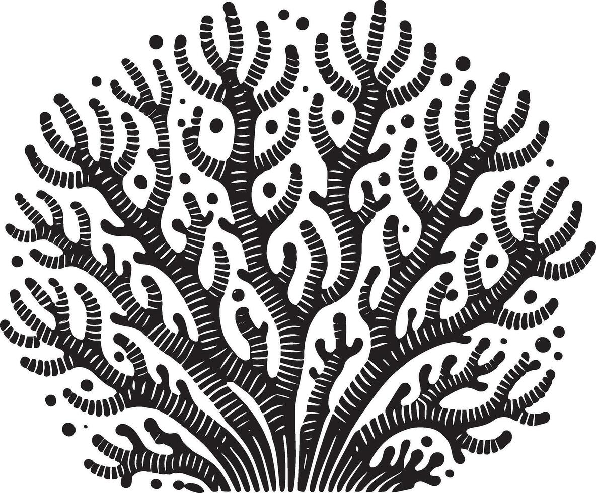 Artistic sea coral shape in silhouette on white vector