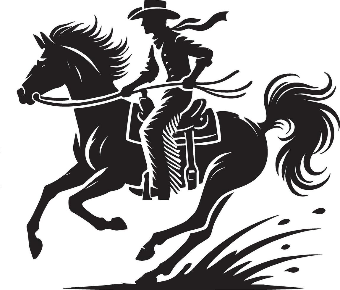 Simplistic cowboy figure shadow design on plain white cowboy style vector